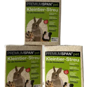 3x 60L PREMIUMSPAN Kleintierstreu Apfel staubarm saugstark geruchsbindend